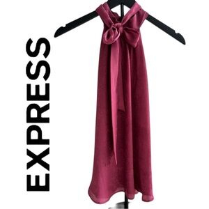 Express Women's Sleeveless Halter Blouse in Burgundy